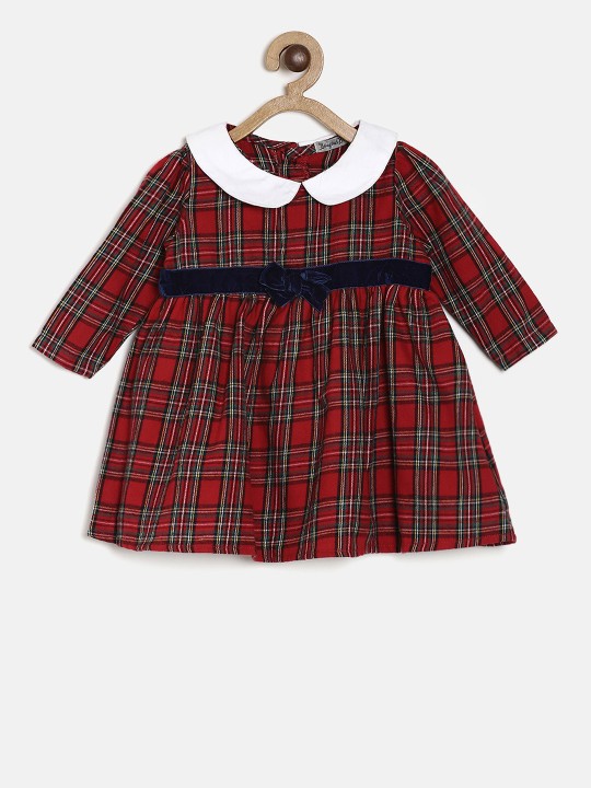 Girls Red Checked A-Line Dress 3-6M