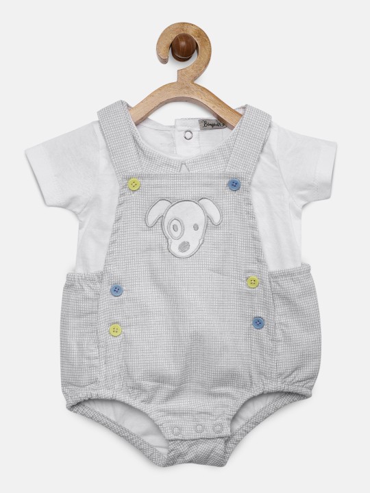 Boys White & Grey Bodysuit 0-3M