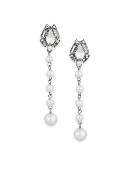 White Spherical Drop Earrings