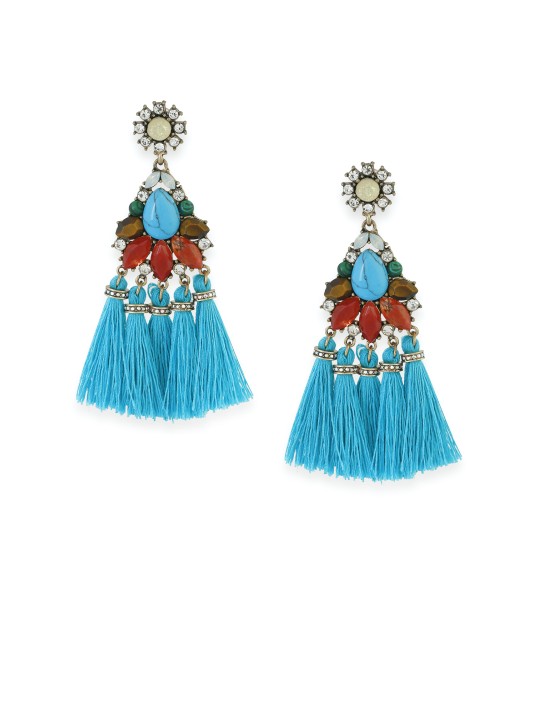 Blue Contemporary Drop Earrings