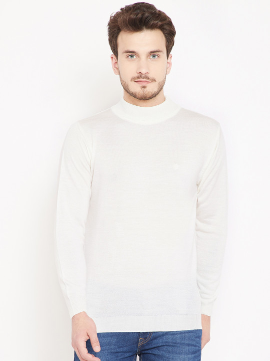 Pierre Carlo Men Off-White Solid Pullover