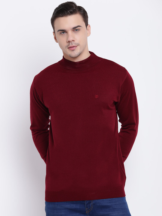 Pierre Carlo Men Maroon Solid Pullover