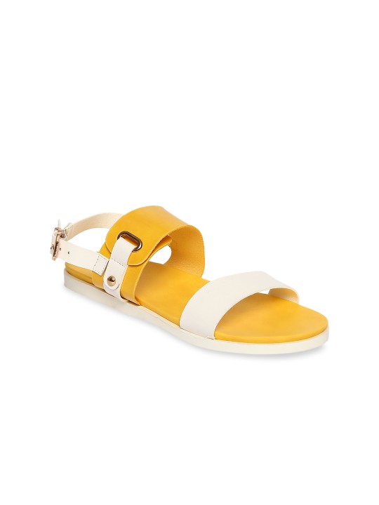 Women White & Mustard Comfort Sandals 3