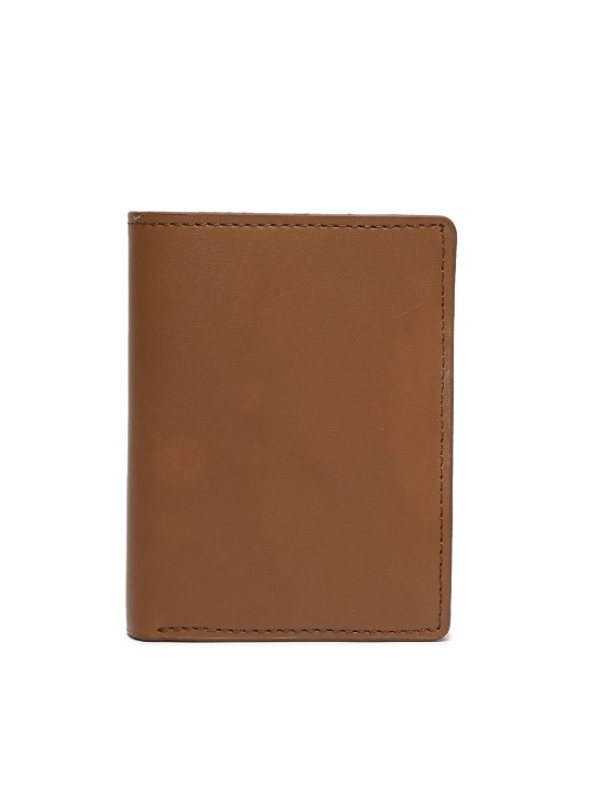 Men Brown Solid Two Fold Wallet