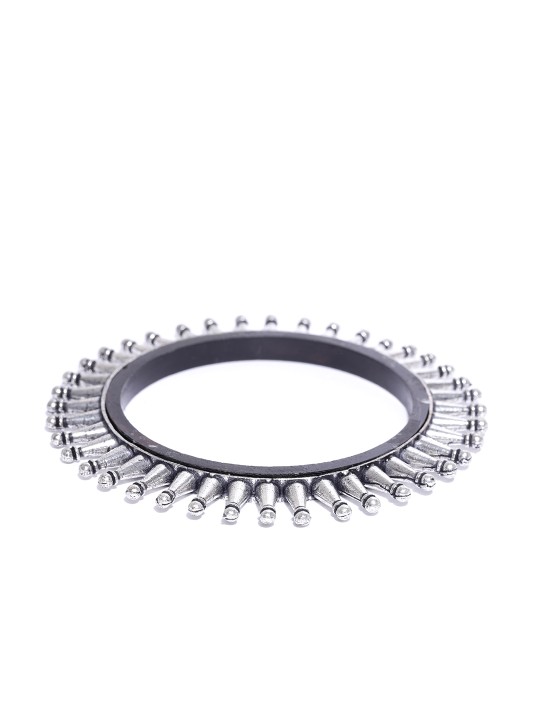 Oxidised German Silver-Plated Bangle with Spiked Detail 2.4