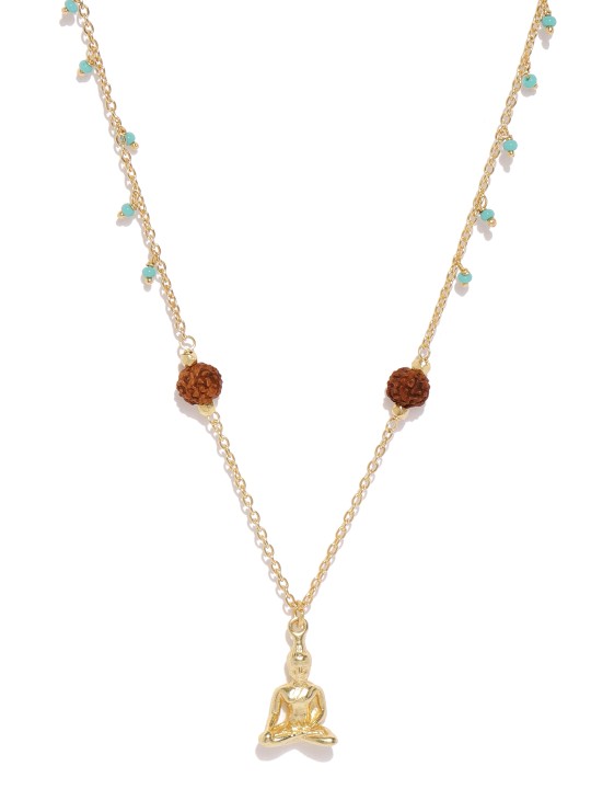 Gold-Toned Sterling Silver Buddha Pendant with Chain