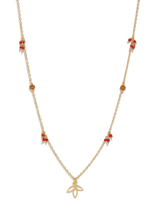 Gold-Toned Floral Sterling Silver Pendant with Chain