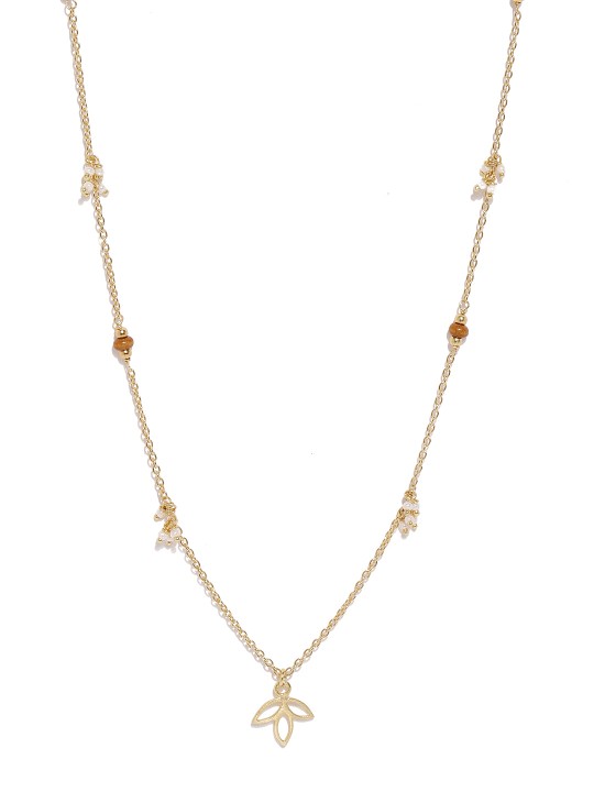 Gold-Toned Sterling Silver & Pearl Pendant with Chain