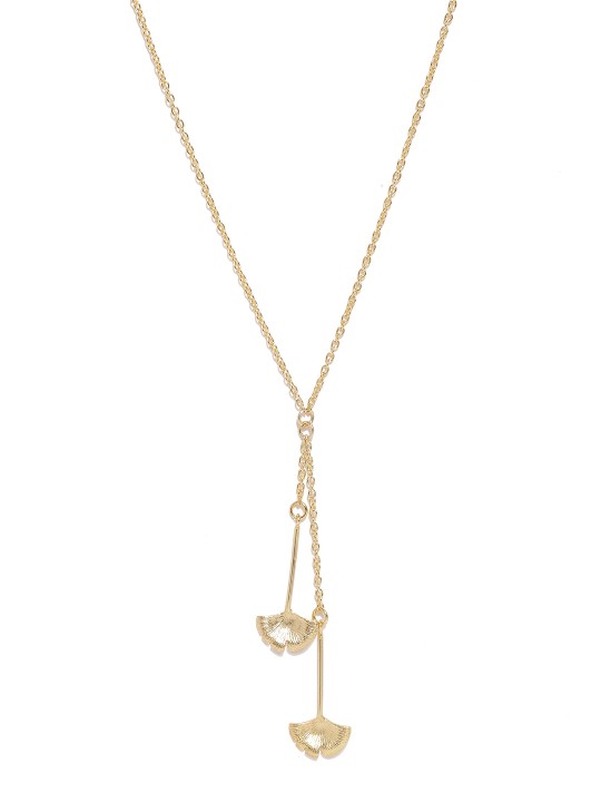 Gold-Toned Sterling Silver Crescent Pendant with Chain