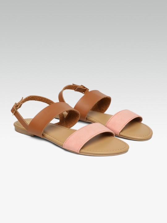 Women Tan Colourblocked Open Toe Flats 36