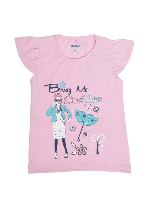 Girls Pink Printed Top 7-8Y