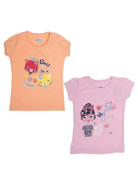 Girls Pack Of 2 Printed Tops 5-6Y