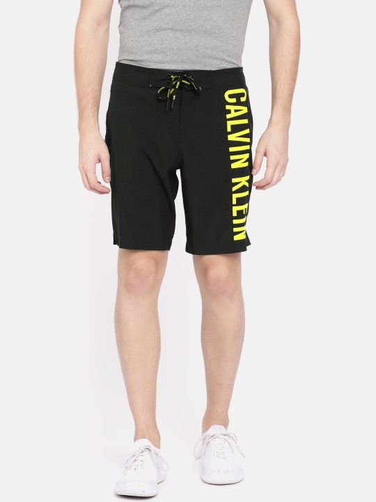 Men Black Printed Regular Fit Sports Shorts 30