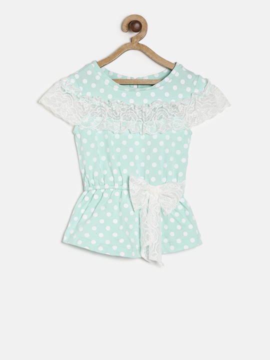 Girls Sea Green Printed Blouson Top 12-18M