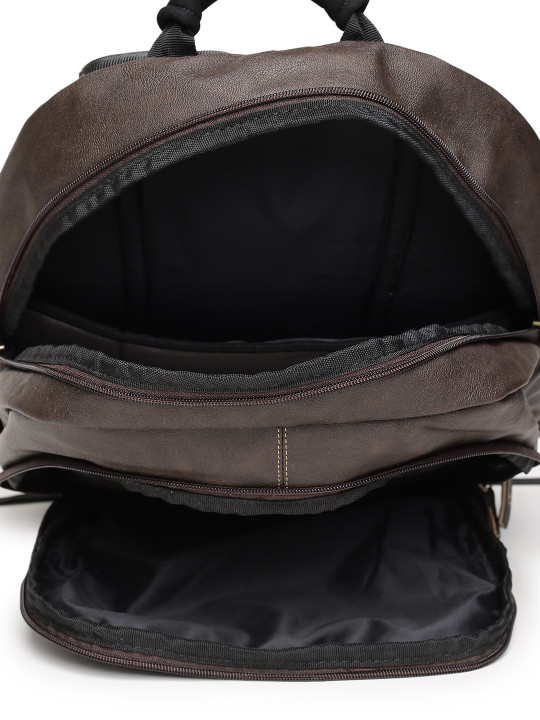 unisex brown solid backpack