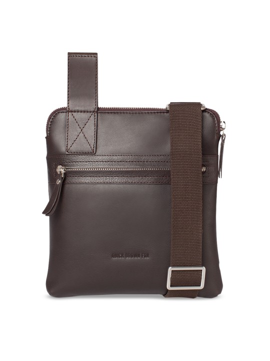 Men Brown Solid Messenger Bag