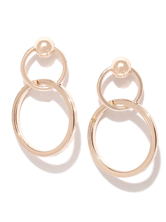 Rose Gold-Toned Circular Drop Earrings