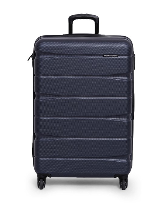 Unisex Blue Solid Medium Trolley Bag