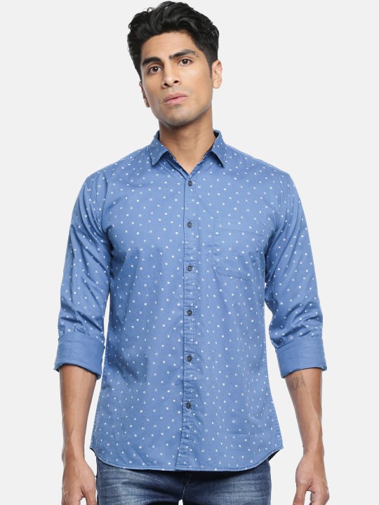 blue printed casual shirt