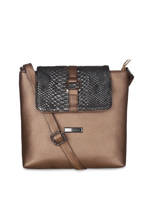Brown Textured Sling Bag
