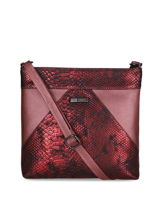 Maroon Textured Sling Bag