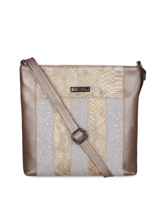 Gold-Toned Textured Sling Bag