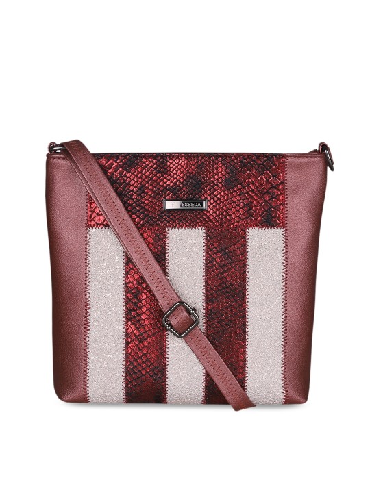 Maroon Textured Sling Bag