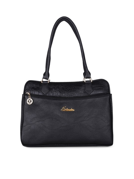 Black Solid Shoulder Bag