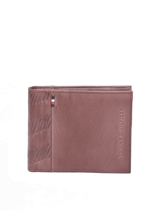 Men Brown Leather Textured Detail Solid Two Fold Wallet