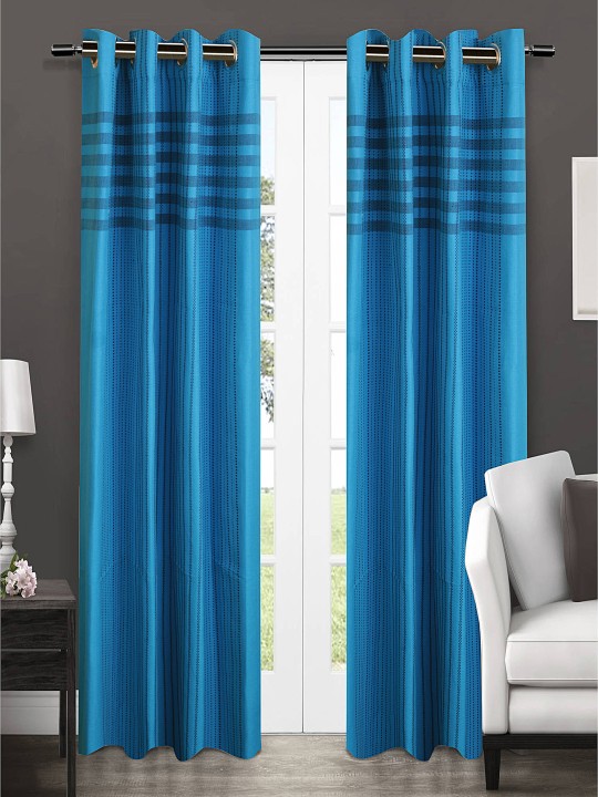 Unisex Blue Set of 2 Door Curtains