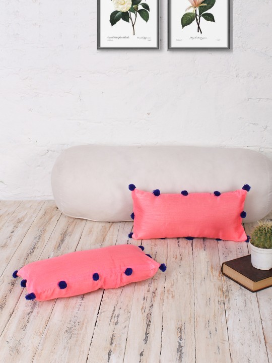 Pink Set of 2 Solid 7" x 14" Rectangle Cushion Covers