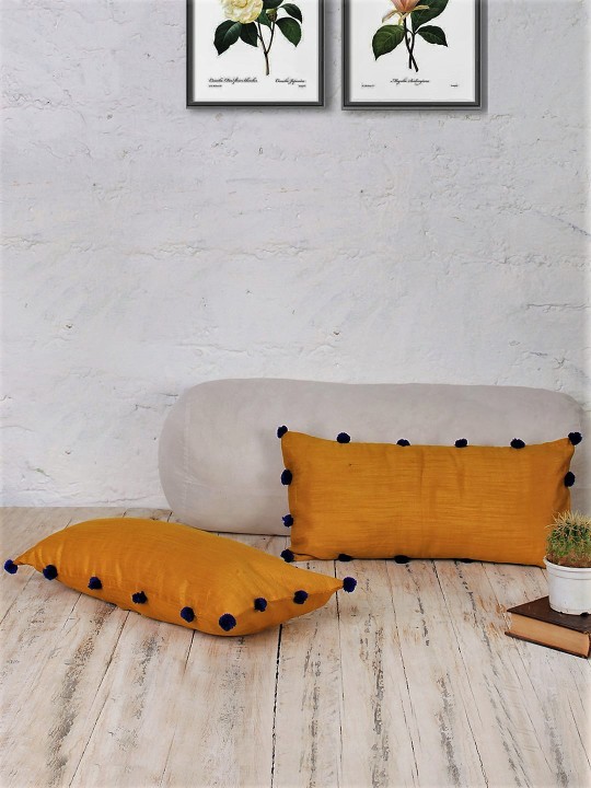 Yellow Set of 2 Solid 9" x 18" Rectangle Cushion Covers