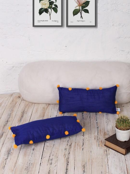 Blue Set of 2 Solid 7" x 14" Rectangle Cushion Covers
