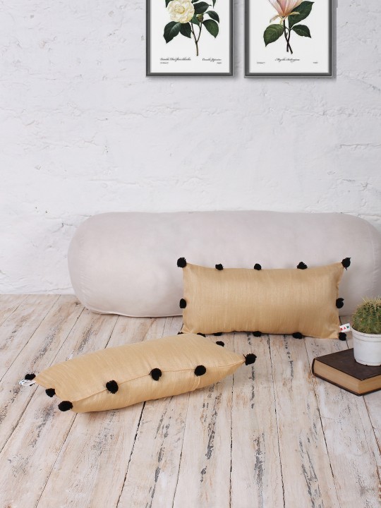 Beige Set of 2 Solid 7" x 14" Rectangle Cushion Covers