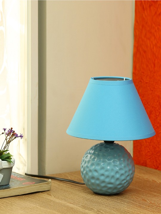 Turquoise Blue Ceramic Table Lamp With Shade