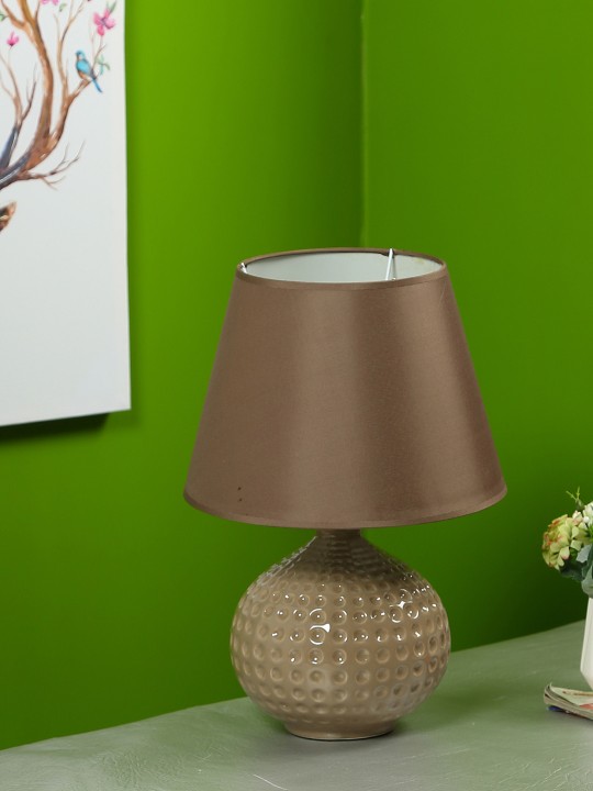 Brown Ceramic Table Lamp With Shade
