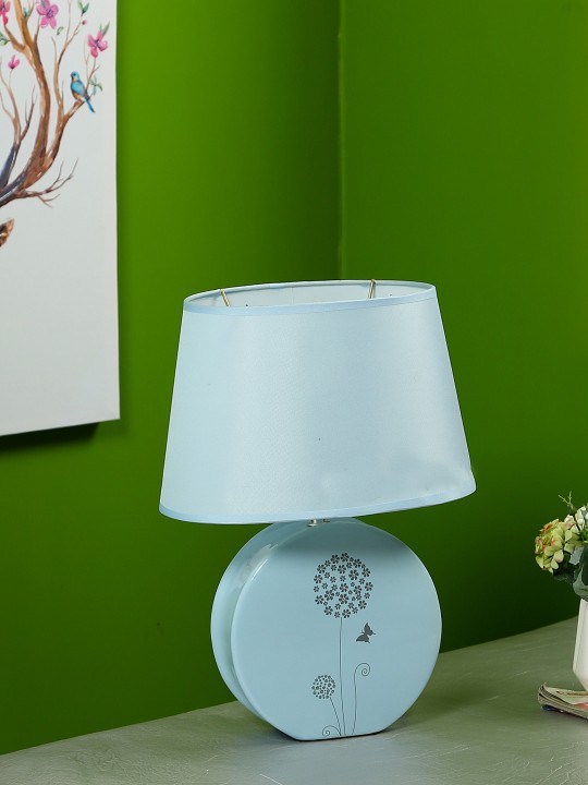 Blue Ceramic Table Lamp With Shade