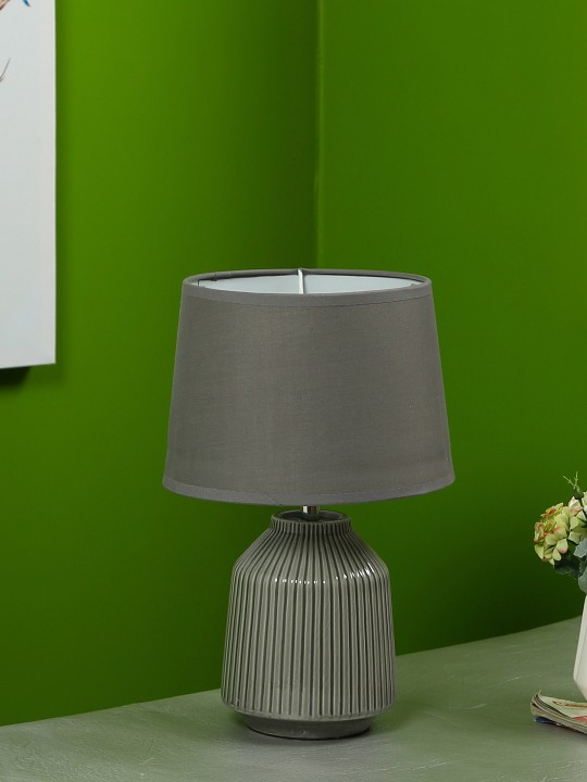 Grey Ceramic Table Lamp With Shade