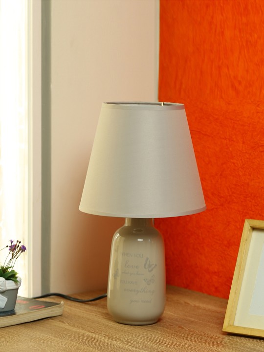 Grey Ceramic Table Lamp With Shade