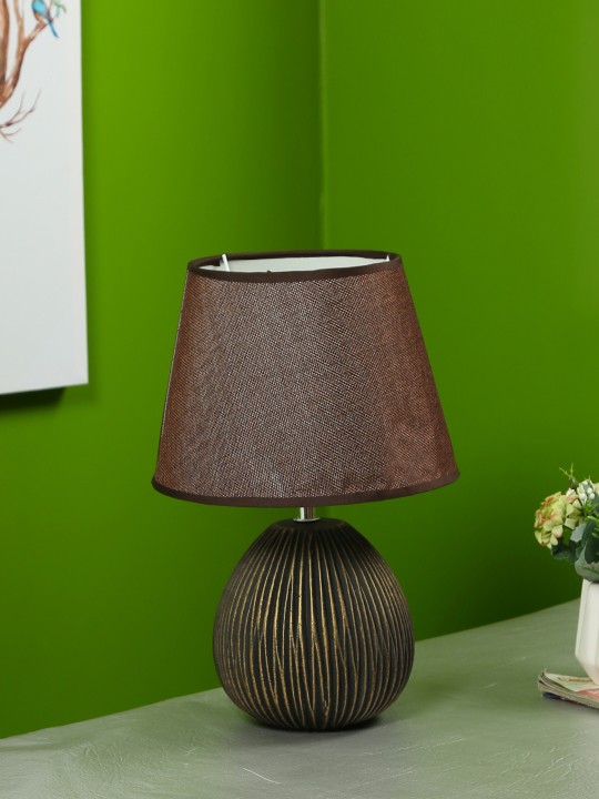 Brown Ceramic Table Lamp With Shade