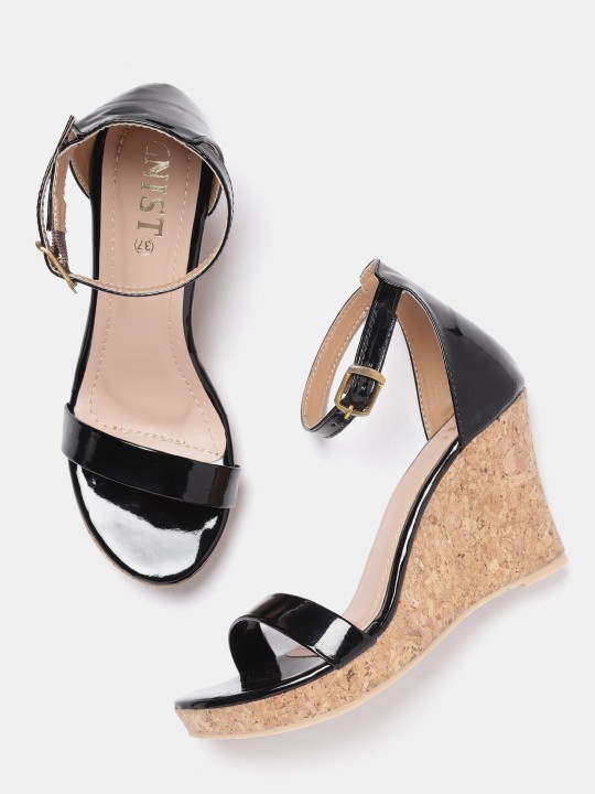 Women Black Solid Wedges 36