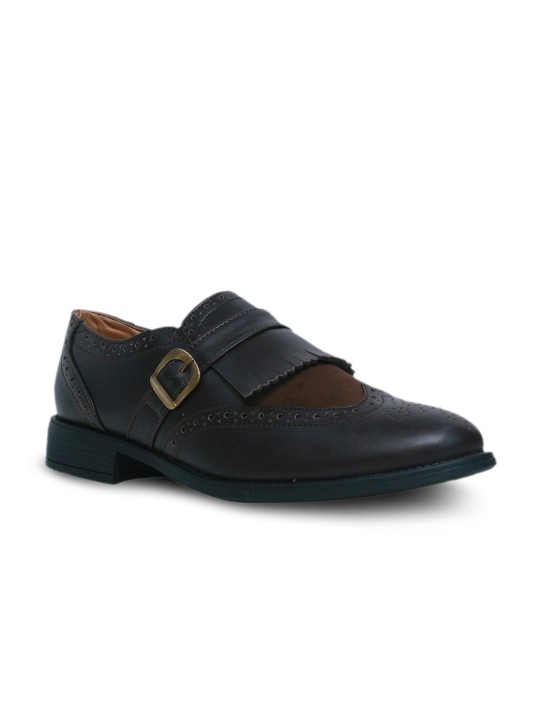 Vegan Basics Men Coffee Brown Synthetic Leather Monk Shoes 6