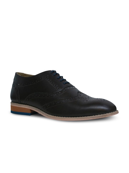 Vegan Basics Men Brown & Black Synthetic Leather Formal Shoes 6