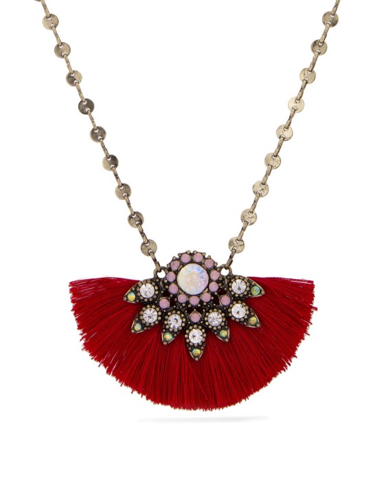 Women Red & Gold-Plated Tasselled Necklace