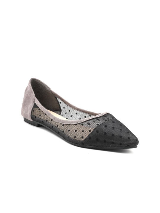 Women Taupe Solid Suede Ballerinas 35