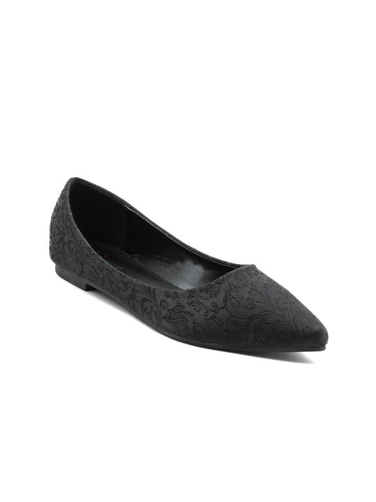Women Black Solid Canvas Ballerinas 40