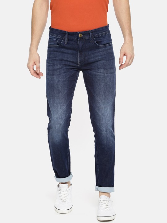Men Dark Blue Slim Fit Mid-Rise Clean Look Stretchable Jeans 30