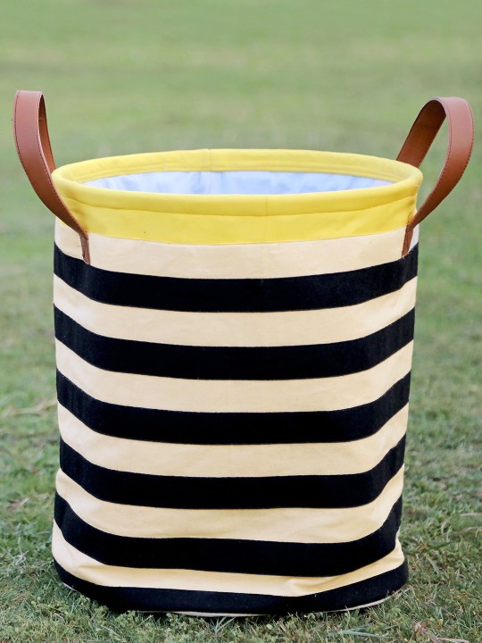 Black and White Striped Laundry Bag