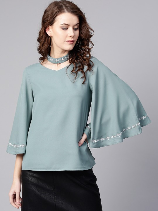 Women Grey Solid Top XS