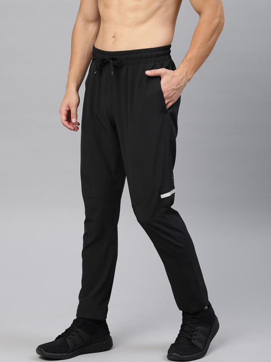 HRX by Hrithik Roshan Men Black Solid Slim Fit Rapid-Dry Running Track Pants